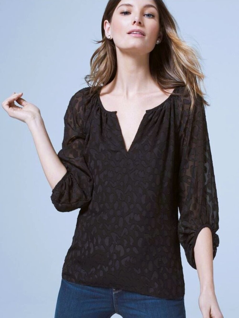 WHBM NWT Animal Jacquard Blouse Small